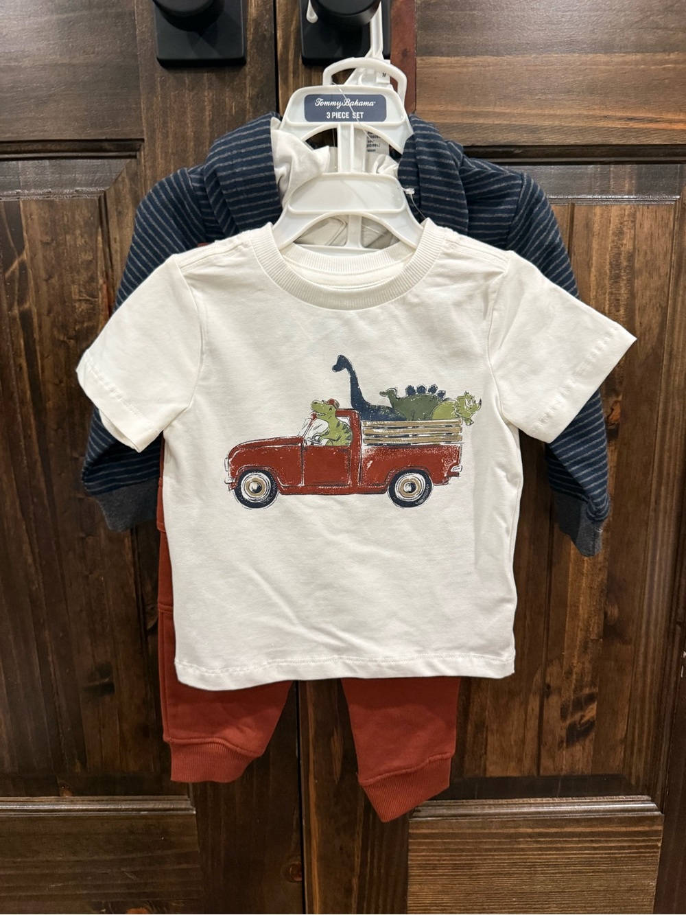 Cream Tee with Red Truck & Dino Graphic - Picture 1 of 2